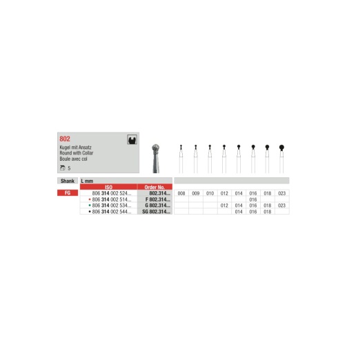 Edenta diamantový brousek SG802 kulička s límcem FG 016 1ks (černý)