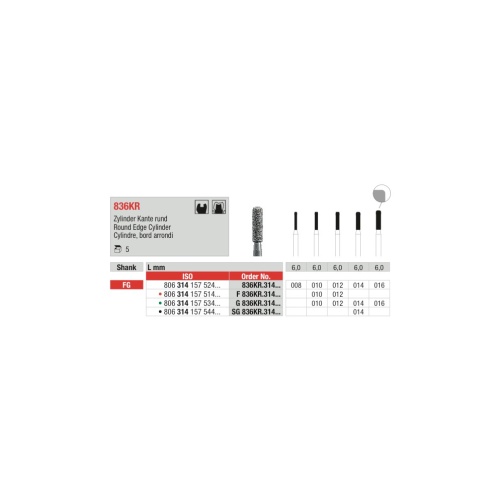 Edenta diamantový brousek 836KR zaoblený válec FG 014 1ks