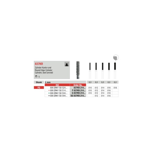 Edenta diamantový brousek G837KR cylindr zaoblený FG 014 1ks (zelený)