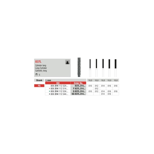 Edenta diamantový brousek 837L cylindr dlouhý FG 012 1ks