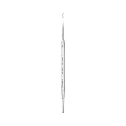 Háček oční dvouzubý ostrý; 2,5 mm; 13,5 cm