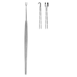 Háček oční dvouzubý ostrý; 3,2 mm; 13,5 cm