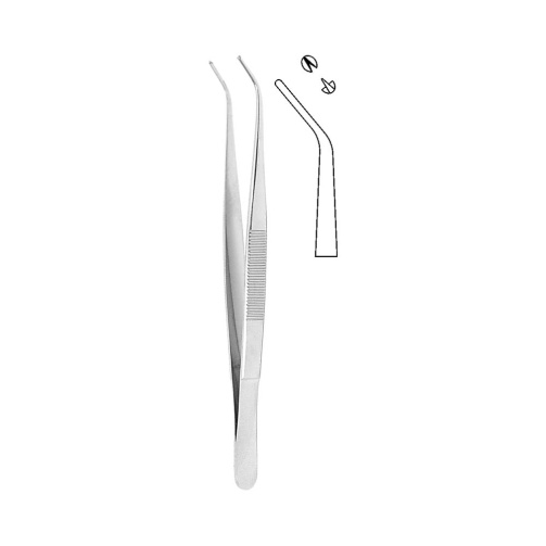 Pinzeta chirurgická zahnutá jemná; 14,2 cm