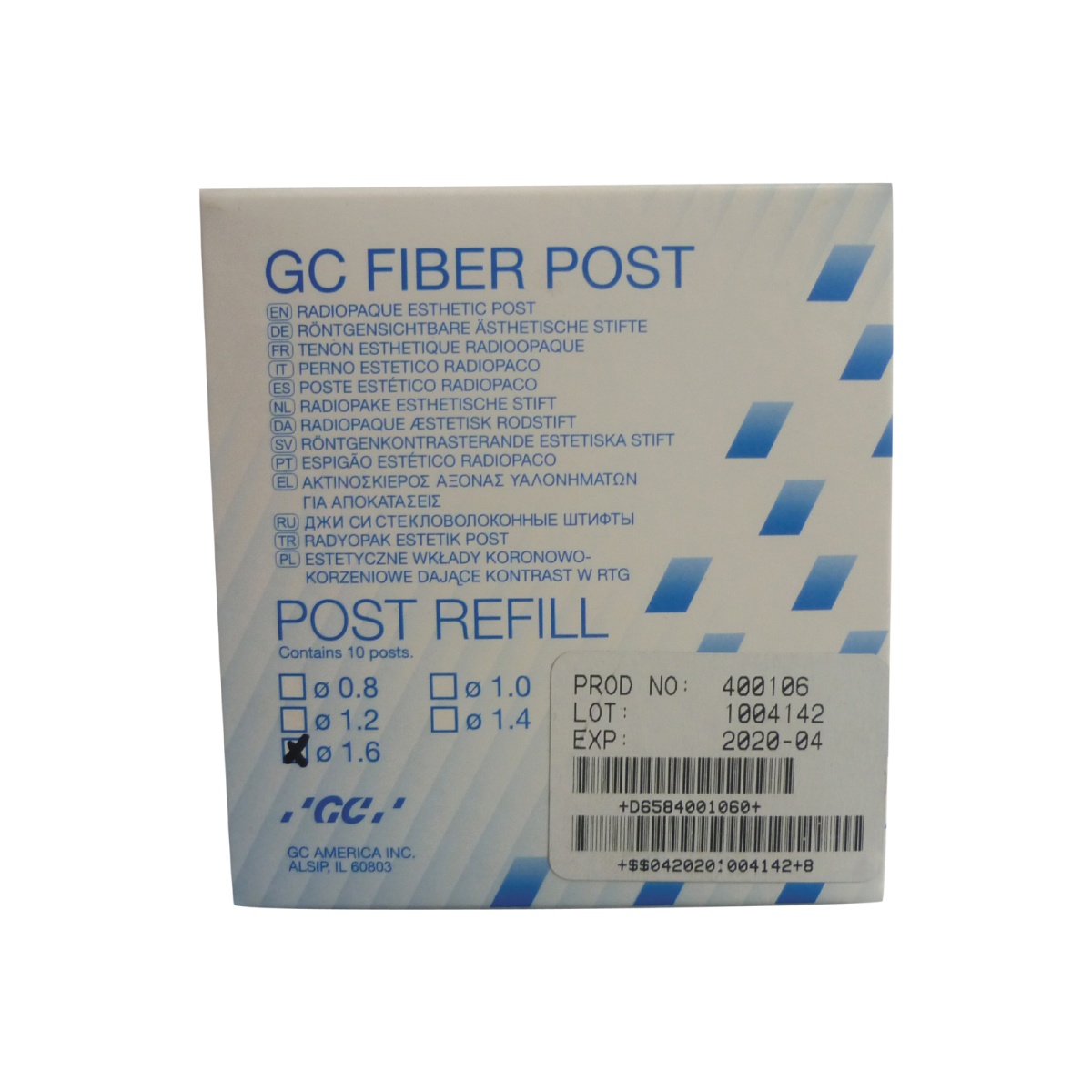 GC Fiber Post Refill 1 6mm 10ks 400106 Dentamed