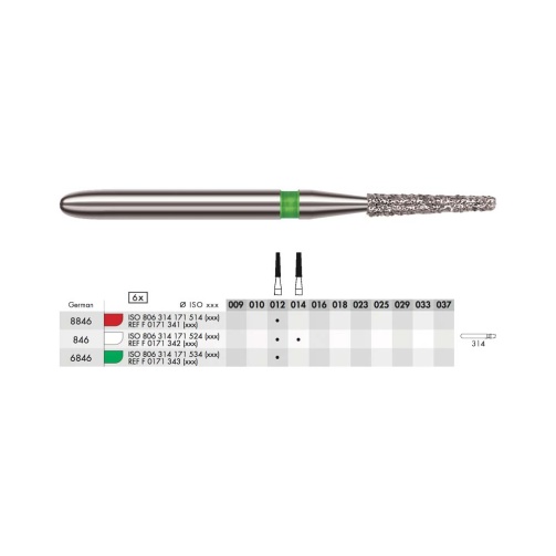 Diamant - dlouhý kónus FG C 012 (6ks)