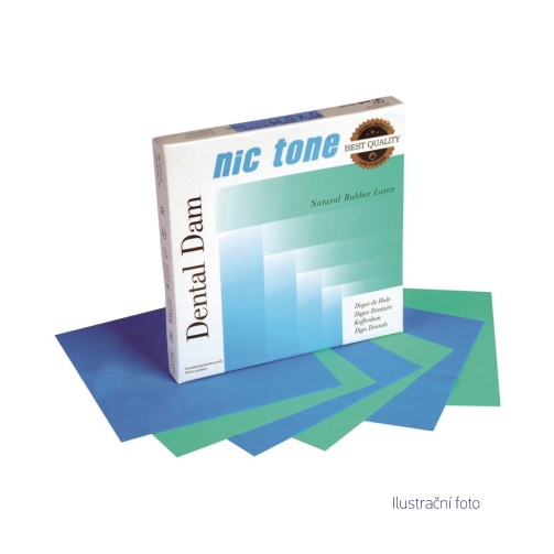 Koferdam NIC TONE, přírodní latex, 36 ks, thin 6x6 zelený