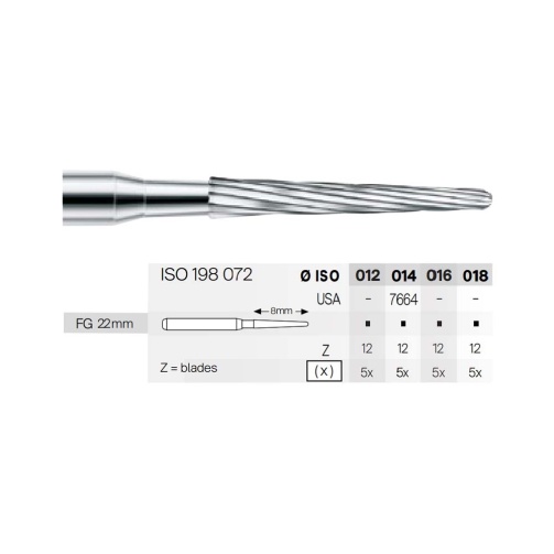 Tvrdokovový vrtáček kónický zaoblený FG 014 5ks