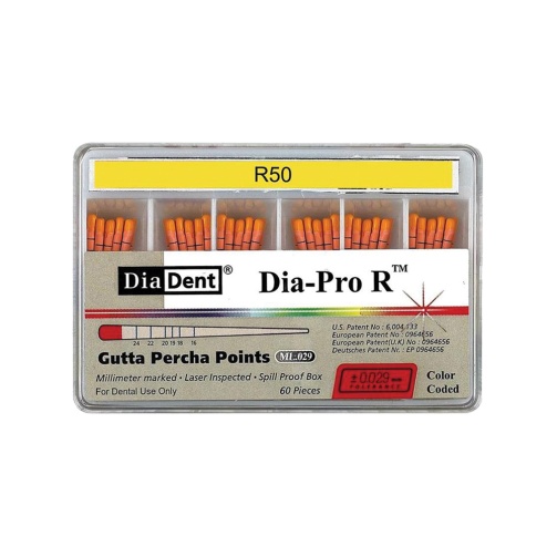 Dia-PRO R gutaperčové čepy 60ks R50 Dia-PRO R gutaperčové čepy 60ks R50