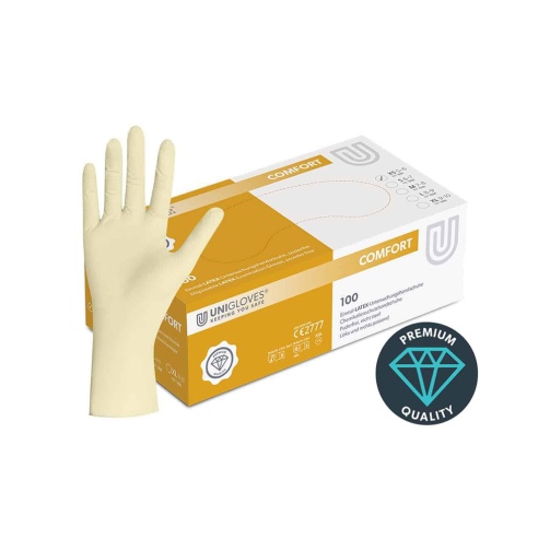 Rukavice Unigloves COMFORT latex bez pudru /XS/ 100 ks bílé