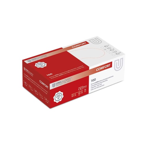Rukavice Unigloves COMFORT latex bez pudru /S/ 100 ks bílé