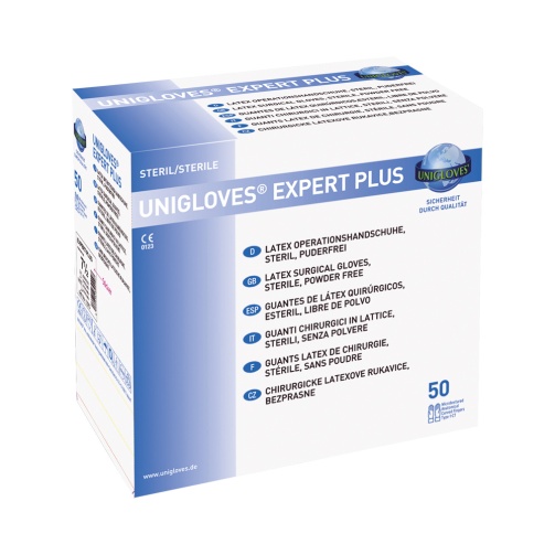 Rukavice UNIGLOVES Expert Plus latexové bez pudru sterilní č.6, 50 párů