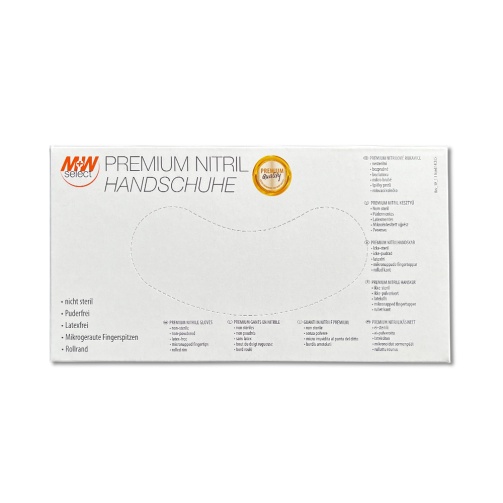 M+W Rukavice Nitril Premium bez pudru /L/ 100 ks bílé