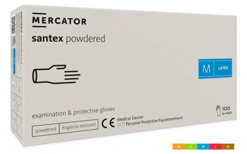 MERCATOR Rukavice latex santex s pudrem /M/100 ks