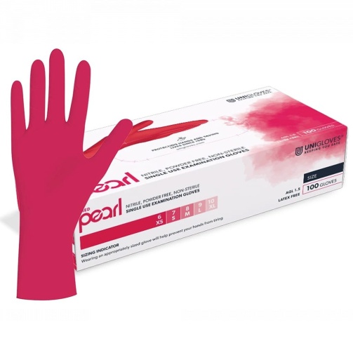Rukavice Unigloves Nitrile Red Pearl /S/ 100 ks červené